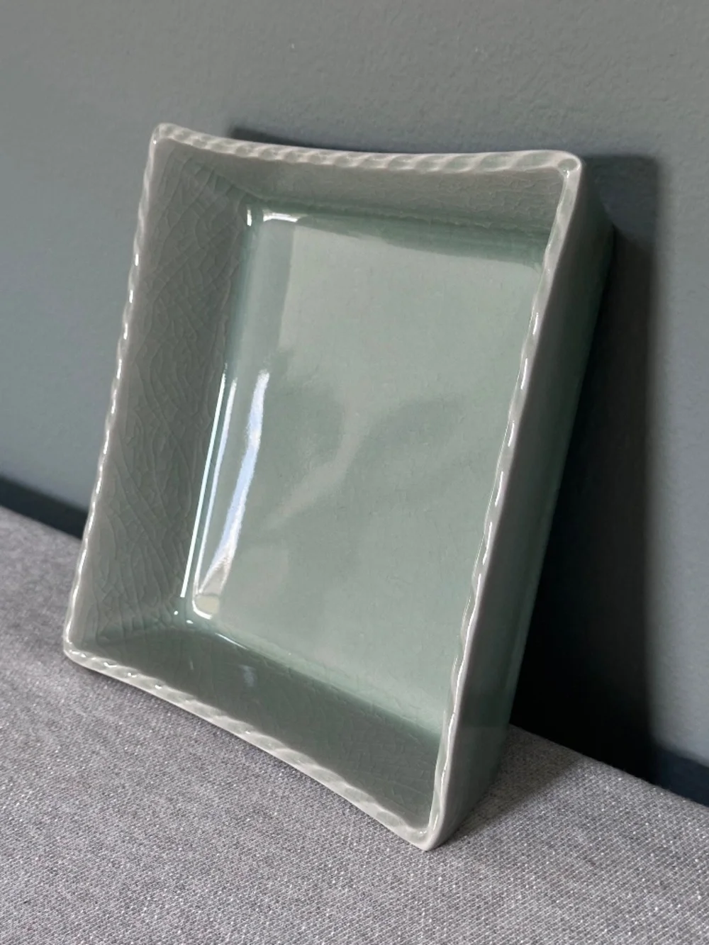 Japanese Square Celadon Green Ceramic Dish